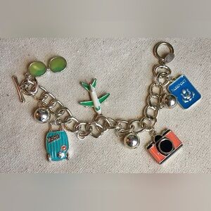 Vintage Claire's Silver and Green Charm Bracelet with Playful Accents